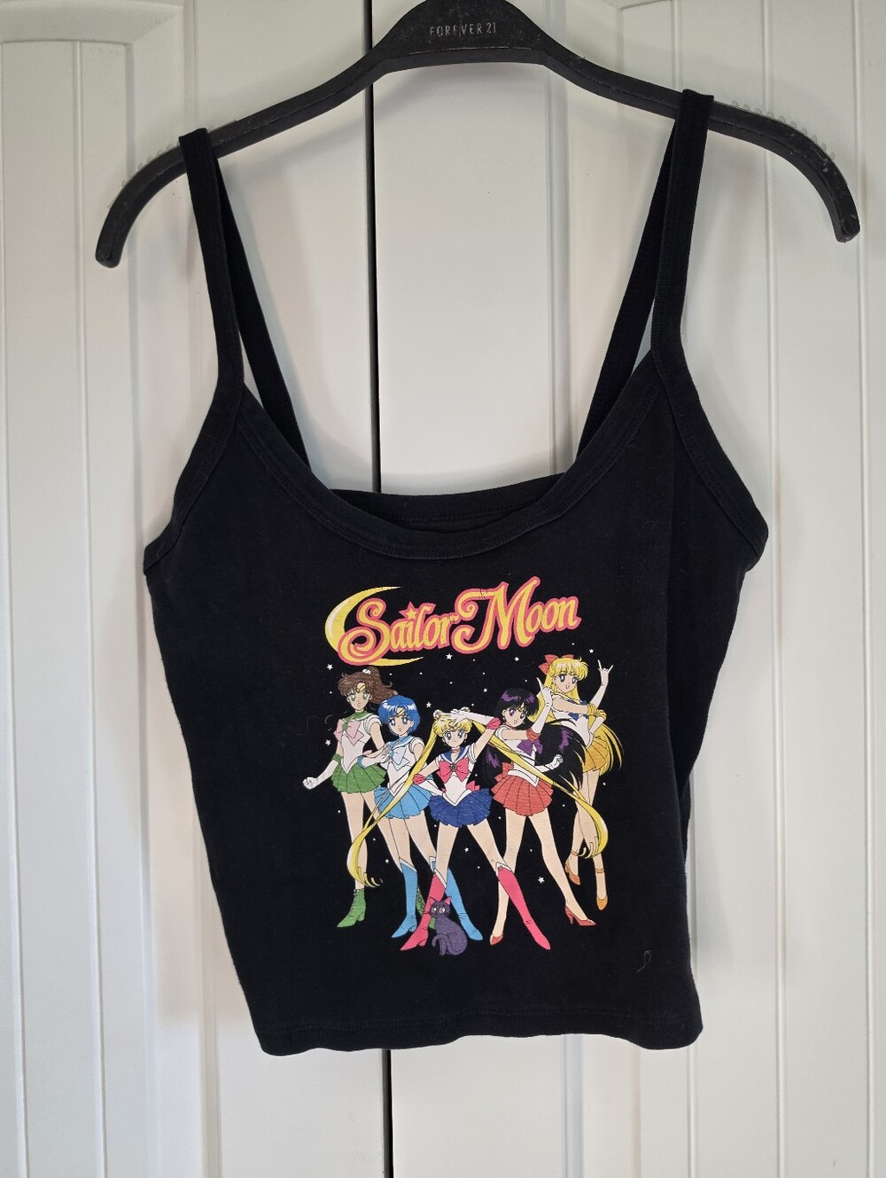 Sailor Moon Black Graphic Tank Top Crop Camisole Anime Group Character L